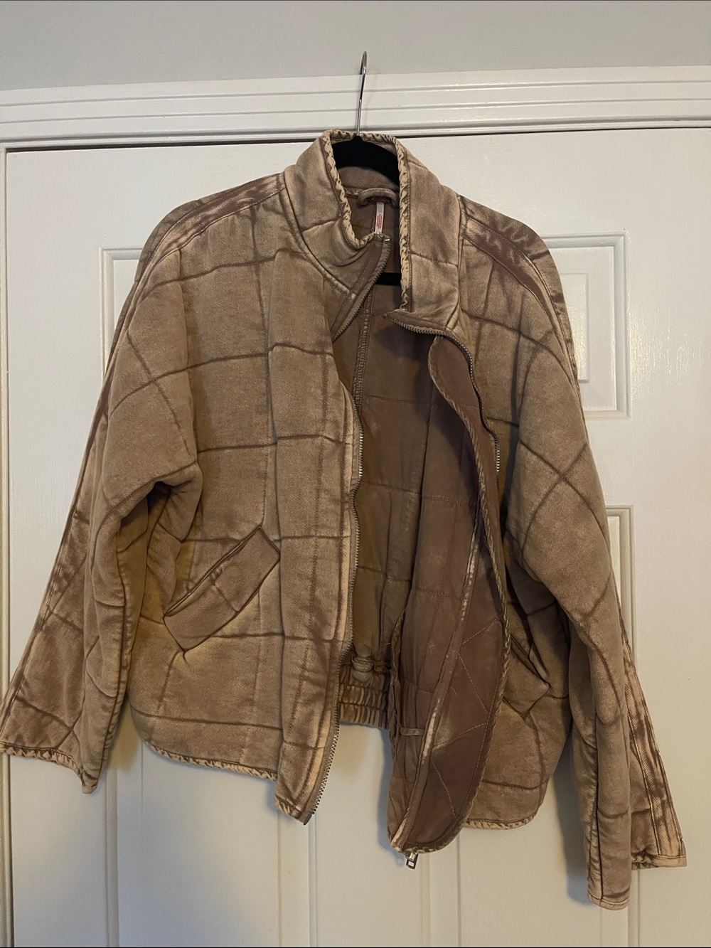 Free People Quilted Puffer Jacket - Taupe